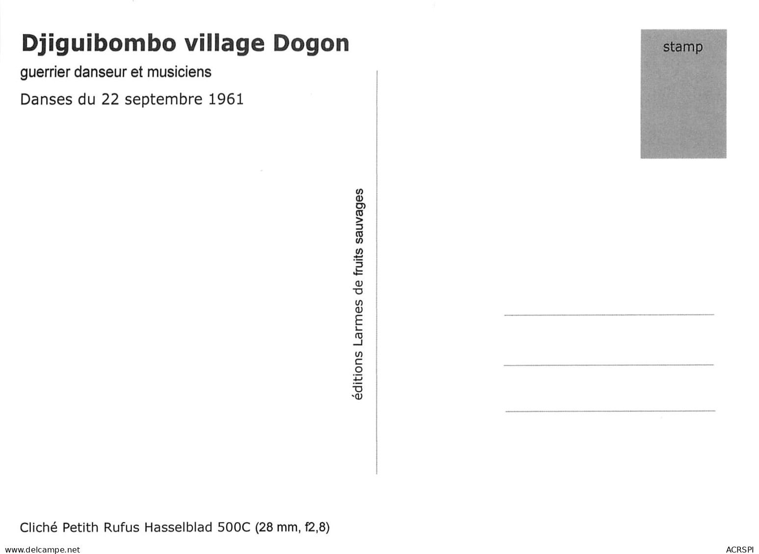 MALI  DJIGUIBOMBO Danses Village DOGON Du 22 Septembre 1961  Ed Larmes De Fruits Sauvages Boite Bois 1 - Mali