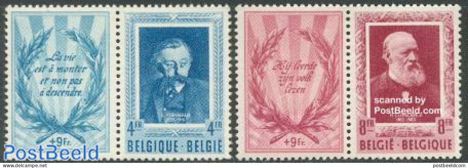 Belgium 1952 Culture 2v+tabs, Mint NH, Art - Authors - Unused Stamps