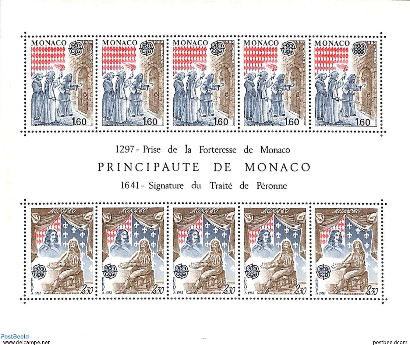 Monaco 1982 Europa, History S/s, Mint NH, History - Europa (cept) - History - Unused Stamps