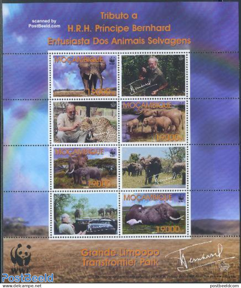 Mozambique 2002 Elephants, Prince Bernhard 8v M/s, Mint NH, History - Nature - Transport - Kings & Queens (Royalty) - .. - Königshäuser, Adel