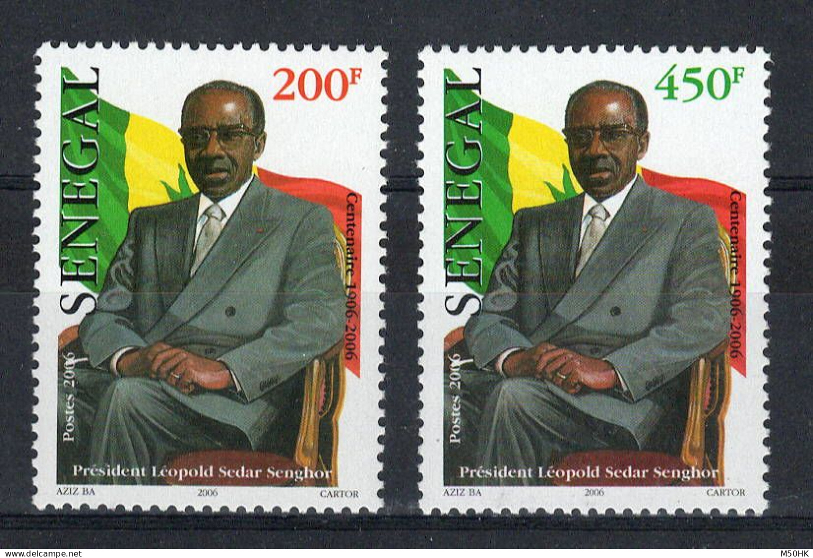 Sénégal - YV 1755 & 1756 N** MNH Luxe , Leopold Sedar Senghor , 2006 - Sénégal (1960-...)