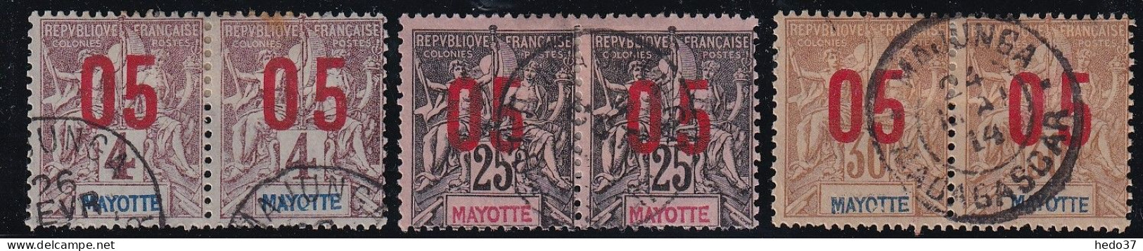 Mayotte N°22Aa, 25Aa, 26Aa - Variété Chiffres Espacés Tenant à Normal - Oblitéré - TB - Used Stamps