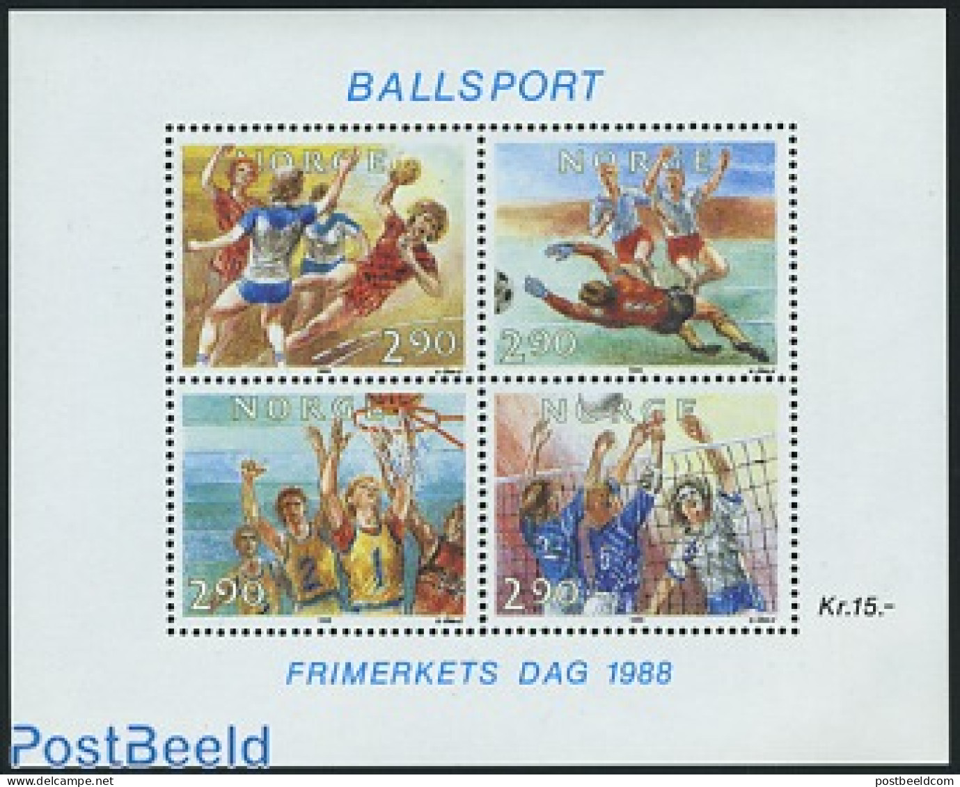 Norway 1988 Ball Sports S/s, Mint NH, Sport - Basketball - Football - Handball - Sport (other And Mixed) - Volleyball - Nuovi