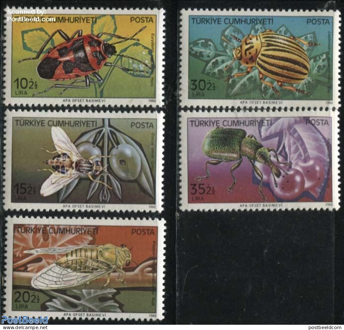Türkiye 1982 Insects 5v, Mint NH, Nature - Insects - Other & Unclassified
