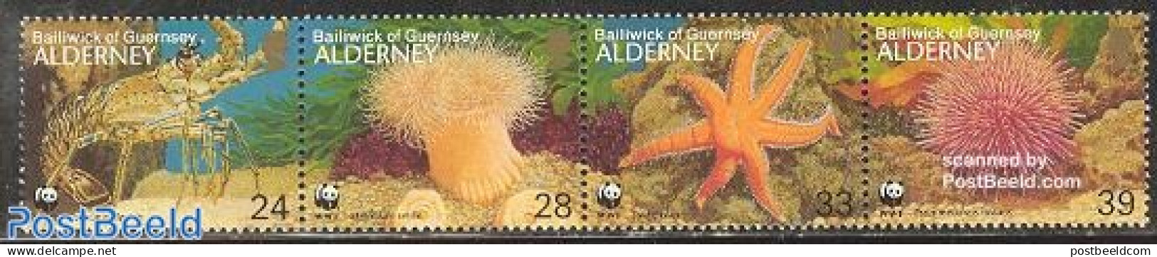 Alderney 1993 WWF, Marine Life 4v [:::], Mint NH, Nature - Shells & Crustaceans - World Wildlife Fund (WWF) - Marine Life