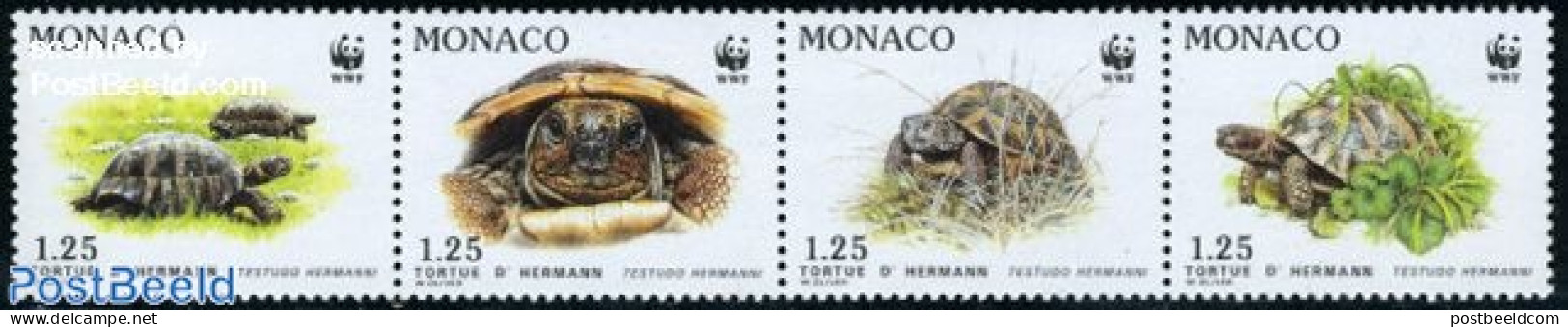 Monaco 1991 WWF, Turtles 4v [:::] Or [+], Mint NH, Nature - Animals (others & Mixed) - Reptiles - Turtles - World Wild.. - Nuovi