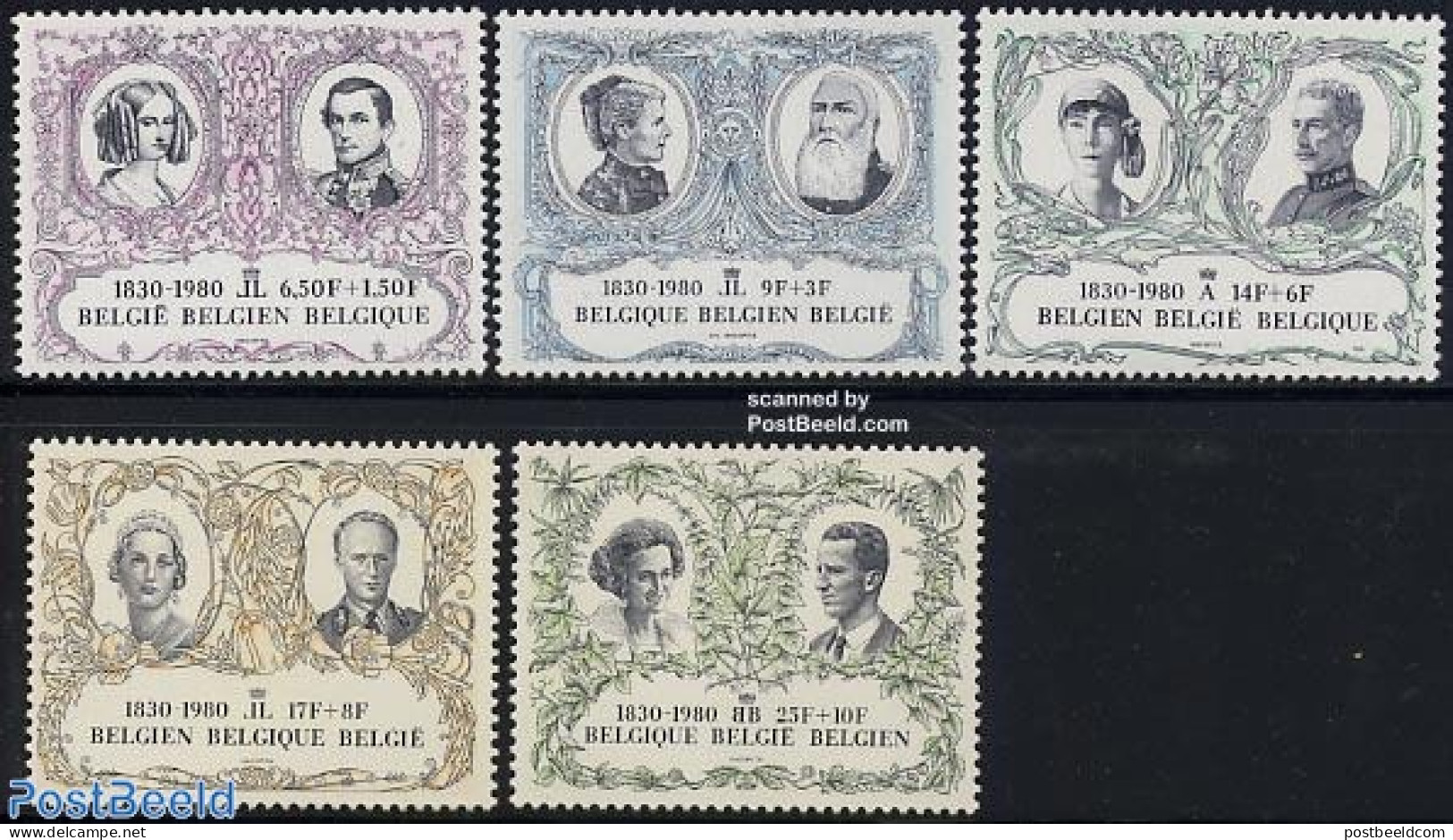 Belgium 1980 150 Years Independence 5v, Mint NH, History - History - Kings & Queens (Royalty) - Unused Stamps