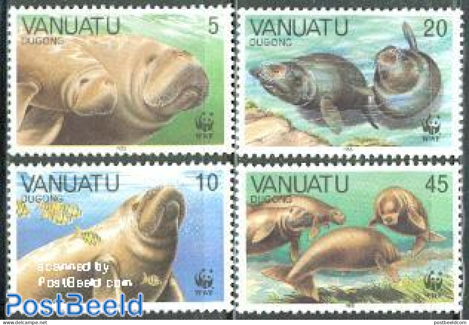 Vanuatu 1988 WWF, Dugong Dugong 4v, Mint NH, Nature - Sea Mammals - World Wildlife Fund (WWF) - Vanuatu (1980-...)