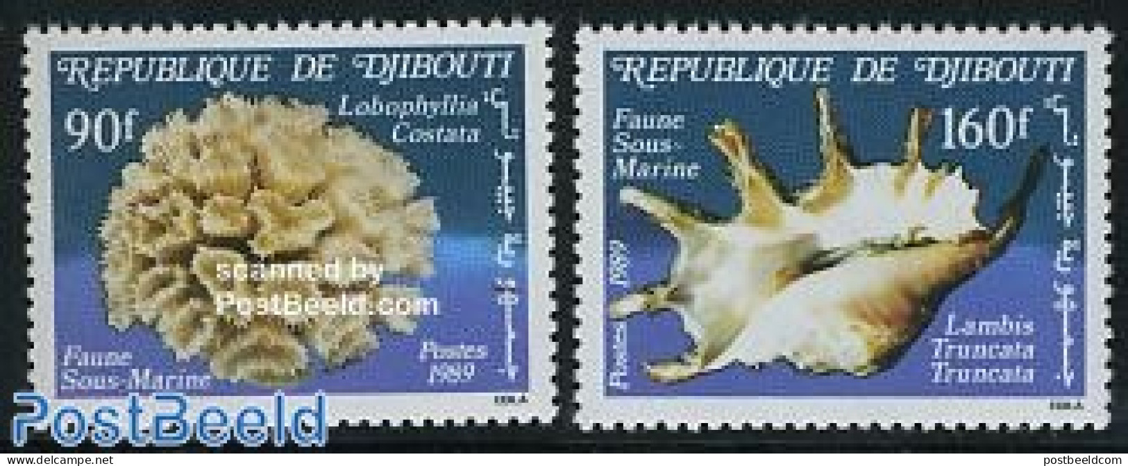 Djibouti 1989 Marine Life 2v, Mint NH, Nature - Shells & Crustaceans - Maritiem Leven
