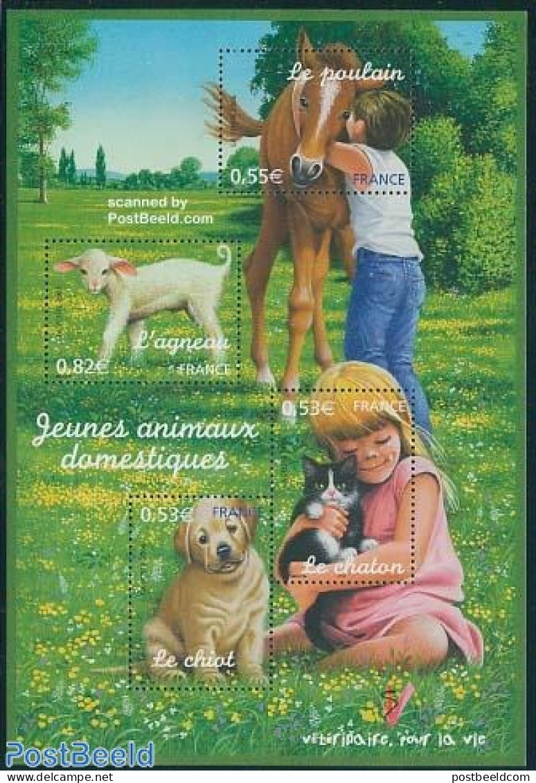 France 2006 Young Animals S/s, Mint NH, Nature - Animals (others & Mixed) - Cats - Cattle - Dogs - Horses - Ungebraucht