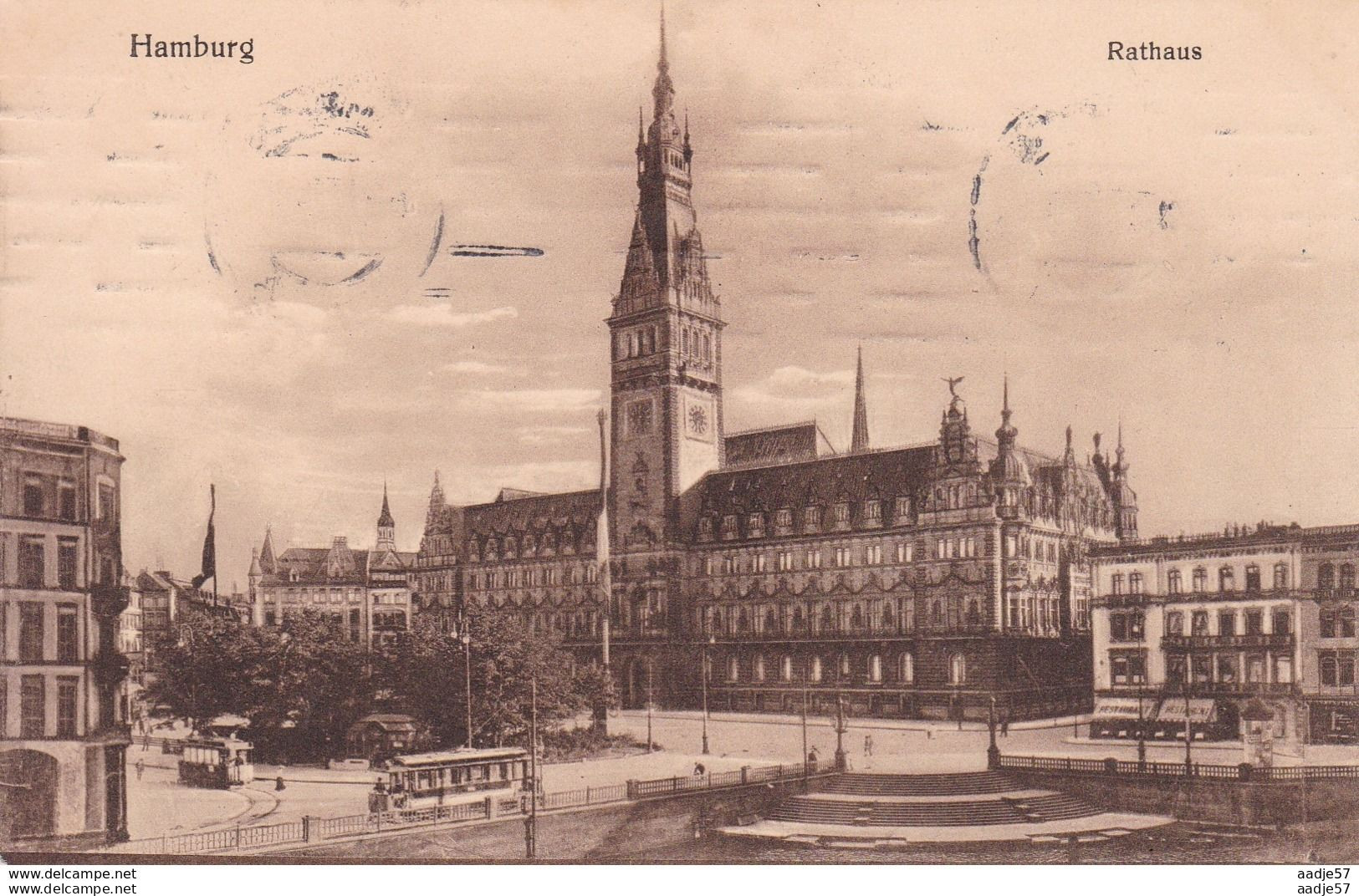 Hamburg - Rathaus Trams 1915 Strassenbahn Tramway - Tramways