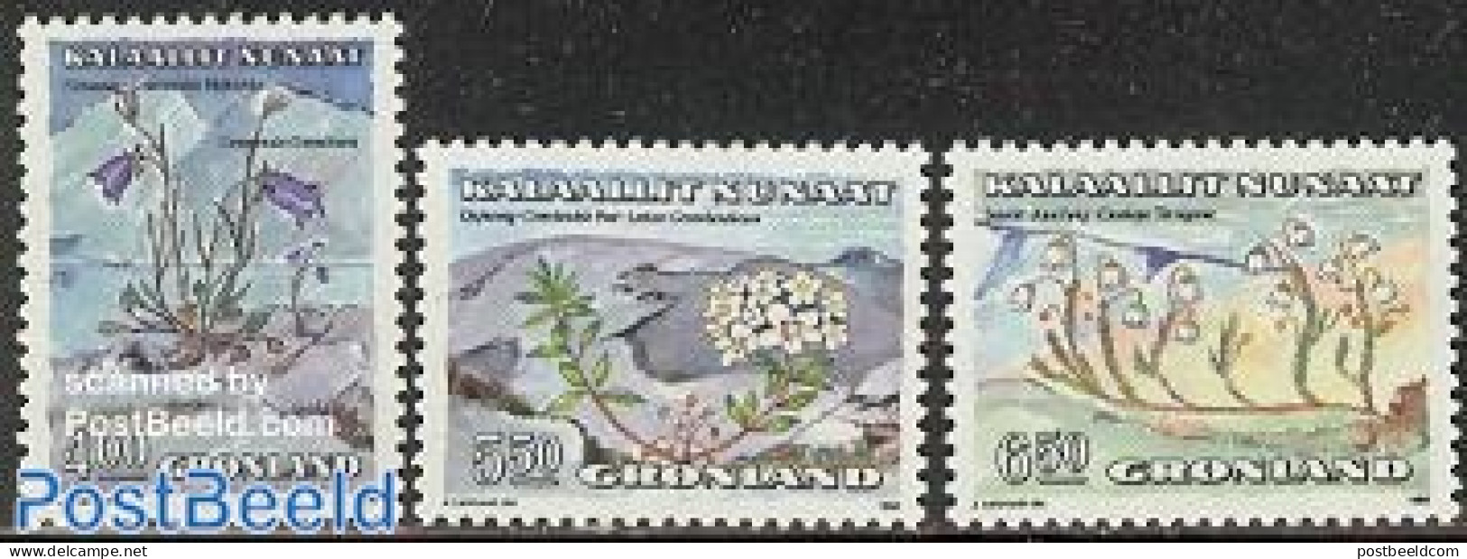 Greenland 1990 Flowers 3v, Mint NH, Nature - Flowers & Plants - Nuovi