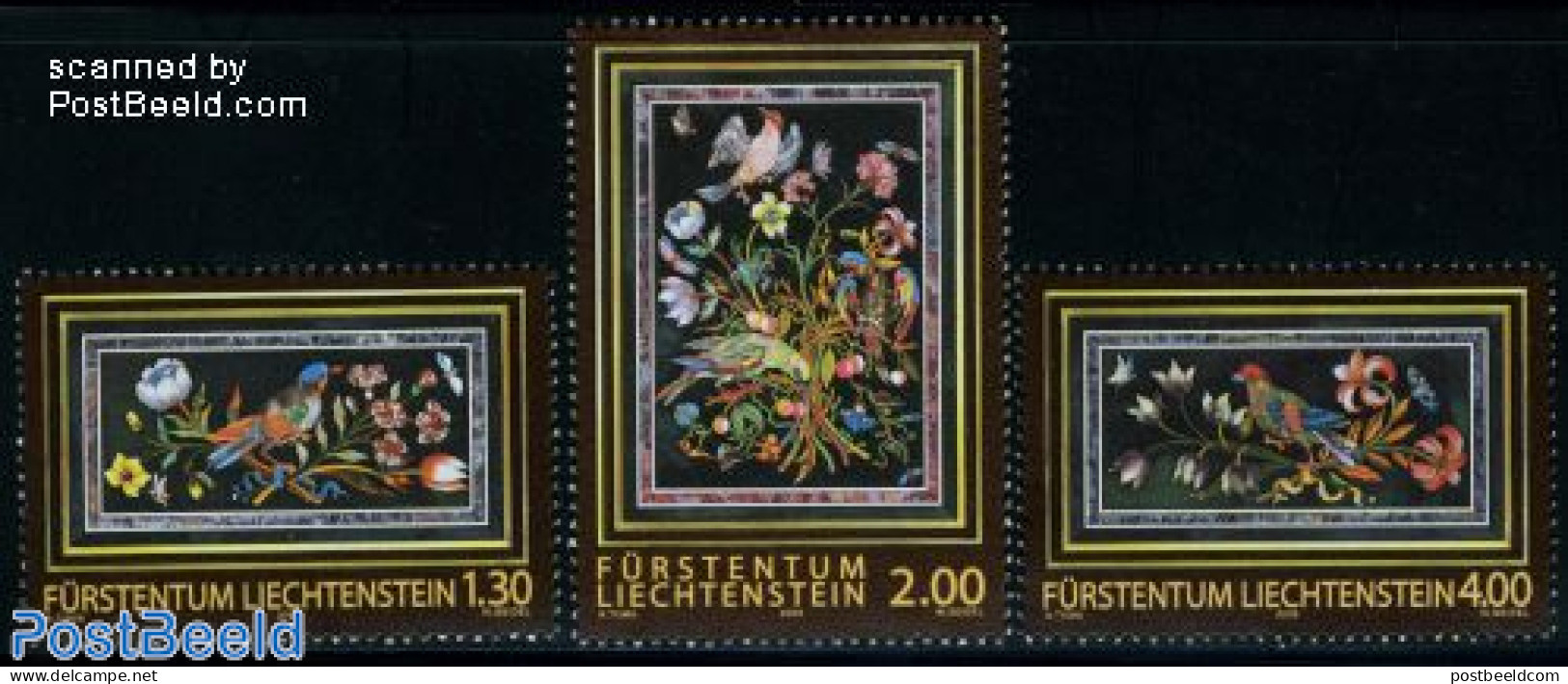 Liechtenstein 2009 Museum 3v, Mint NH, Nature - Birds - Flowers & Plants - Parrots - Art - Paintings - Unused Stamps