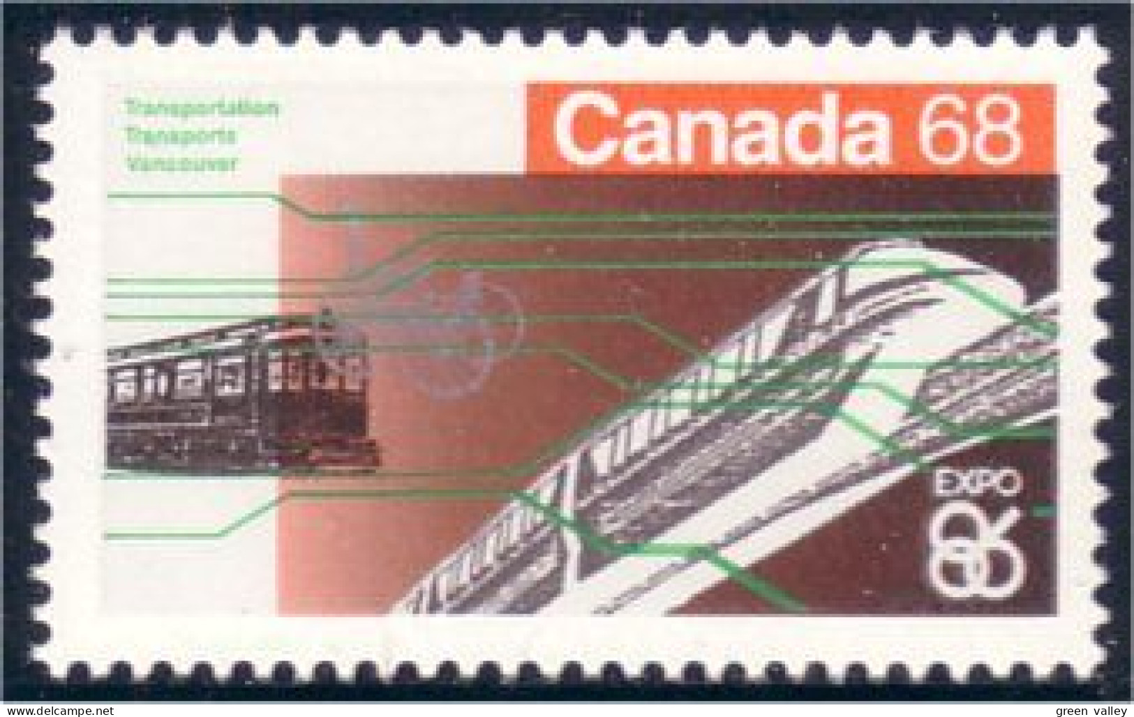 Canada Expo 86 Tramway Train Vancouver MNH ** Neuf SC (C10-93c) - Tranvías