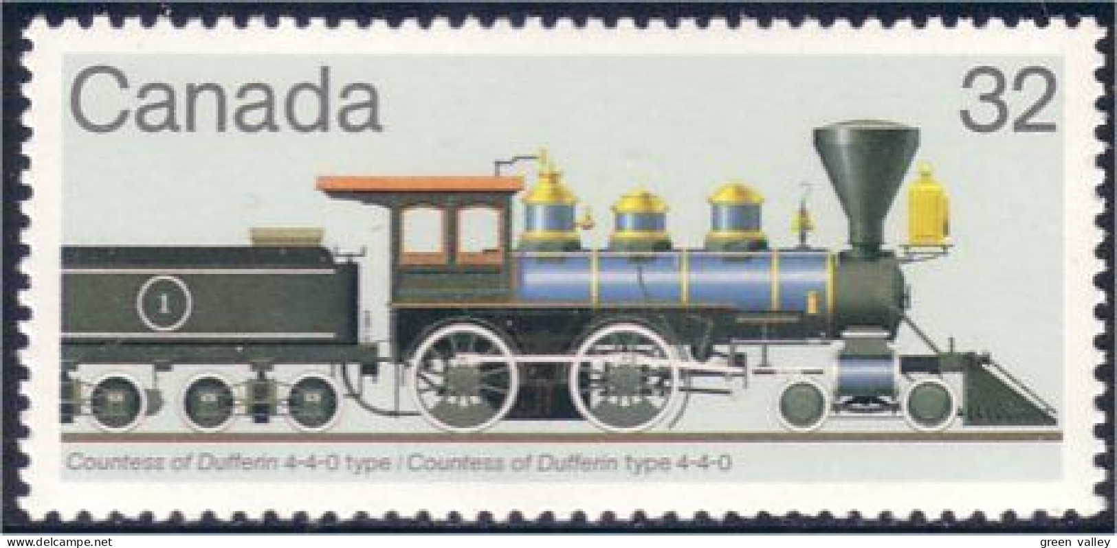 Canada Locomotive Train Railway Zug Countess Of Dufferin Vert Green MNH ** Neuf SC (C10-37b) - Trenes