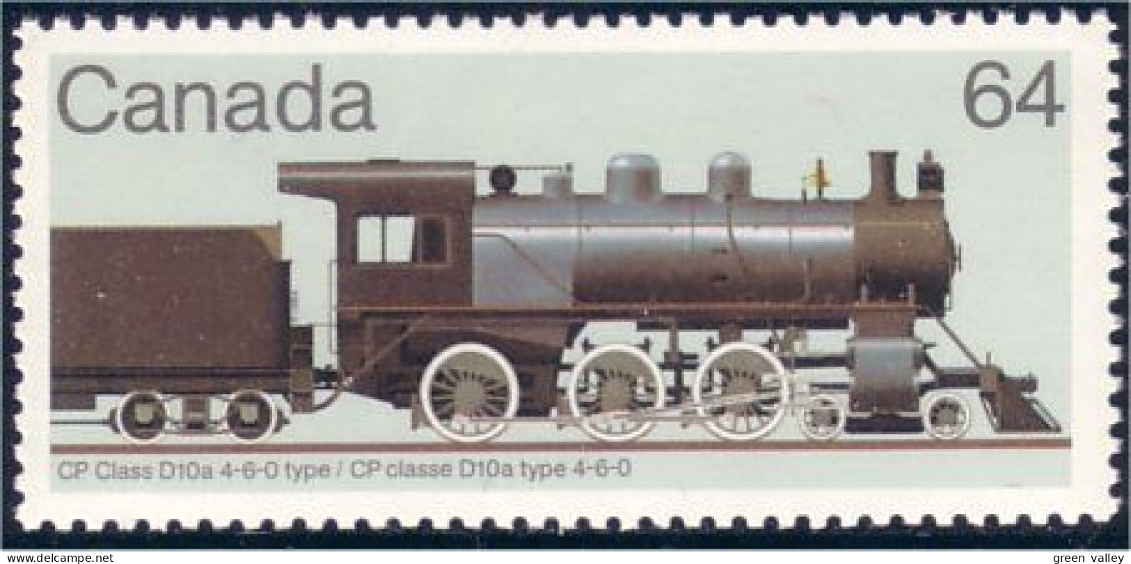 Canada Locomotive Train Railway Zug CP Class D10a Vert Green MNH ** Neuf SC (C10-39a) - Unused Stamps
