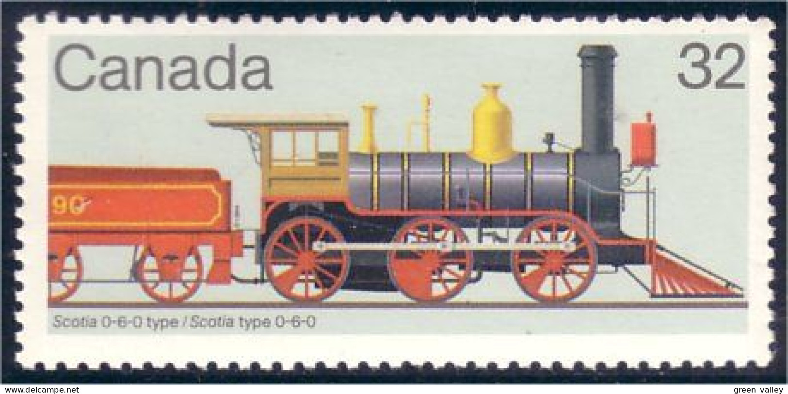 Canada Locomotive Train Railway Zug Scotia Vert Green MNH ** Neuf SC (C10-36b) - Trenes