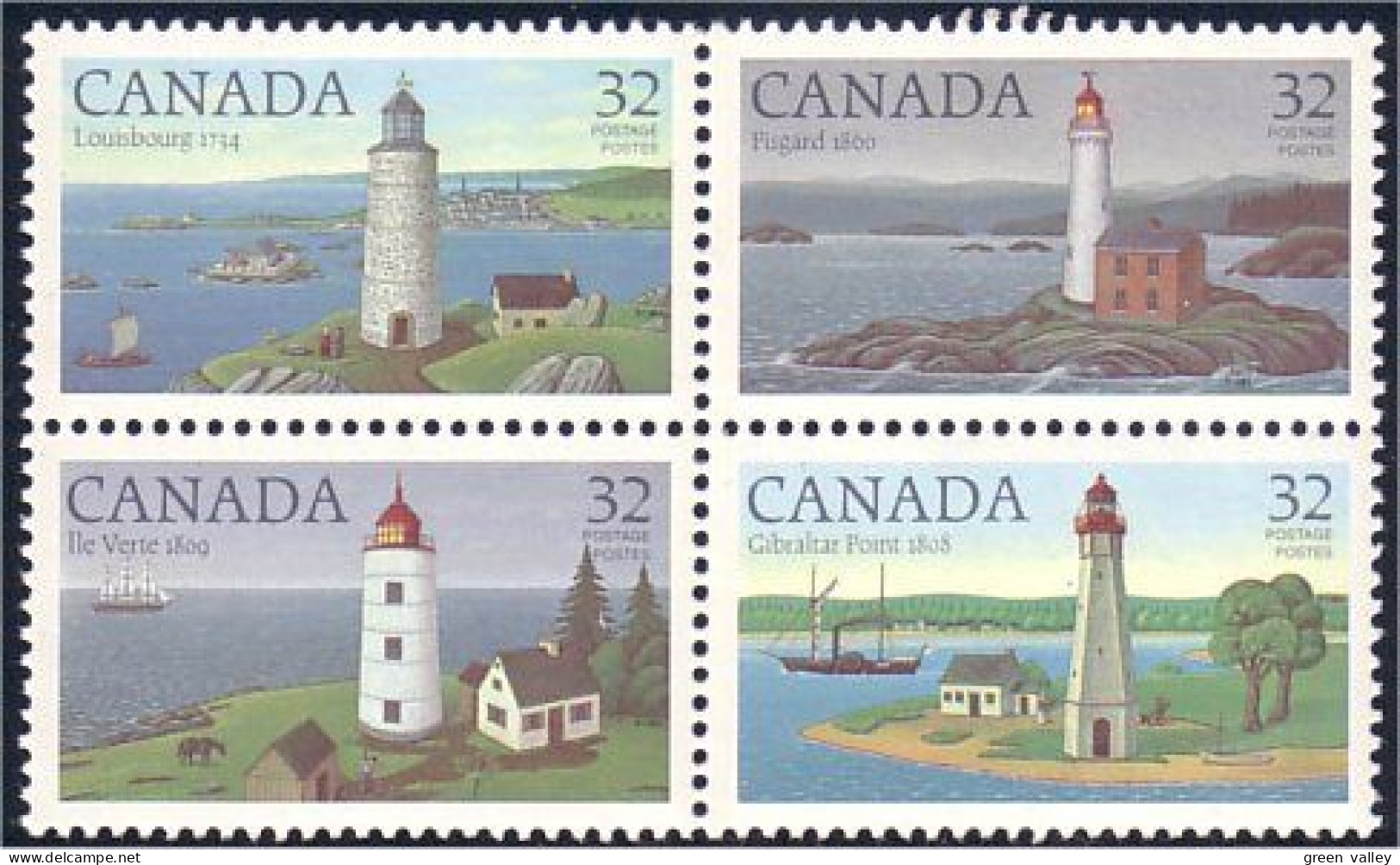 Canada Phare Lighthouse Lichtturm Se-tenant Blk/4 MNH ** Neuf SC (C10-35aa) - Lighthouses