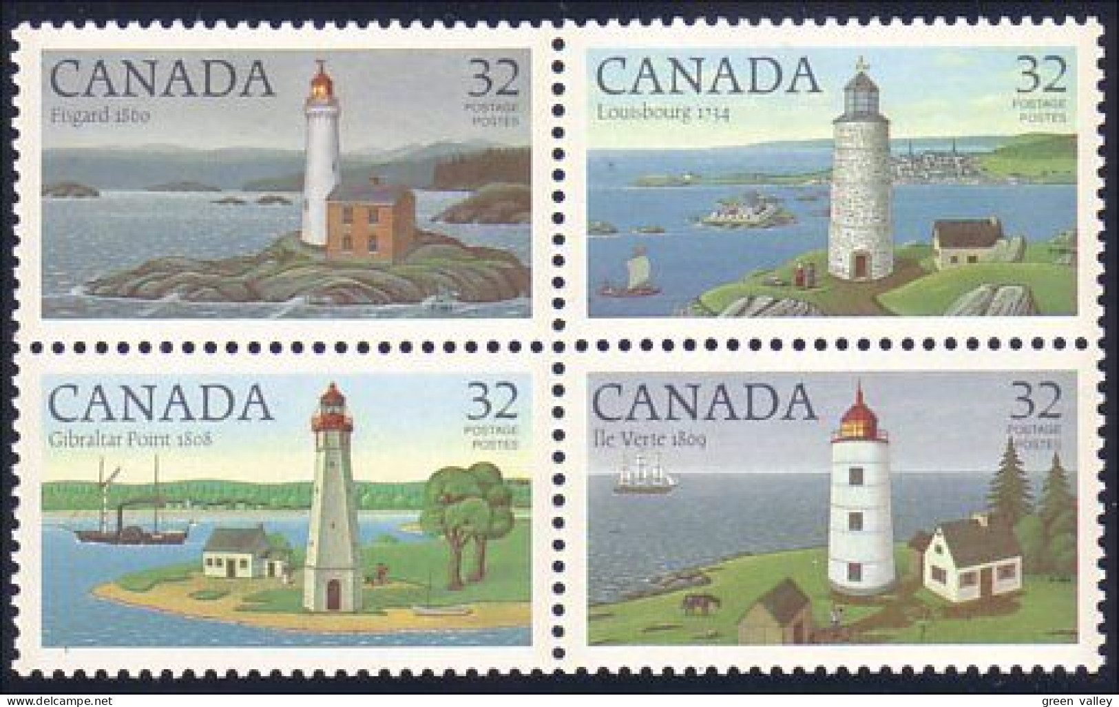 Canada Phare Lighthouse Lichtturm Se-tenant Blk/4 MNH ** Neuf SC (C10-34ab) - Boten