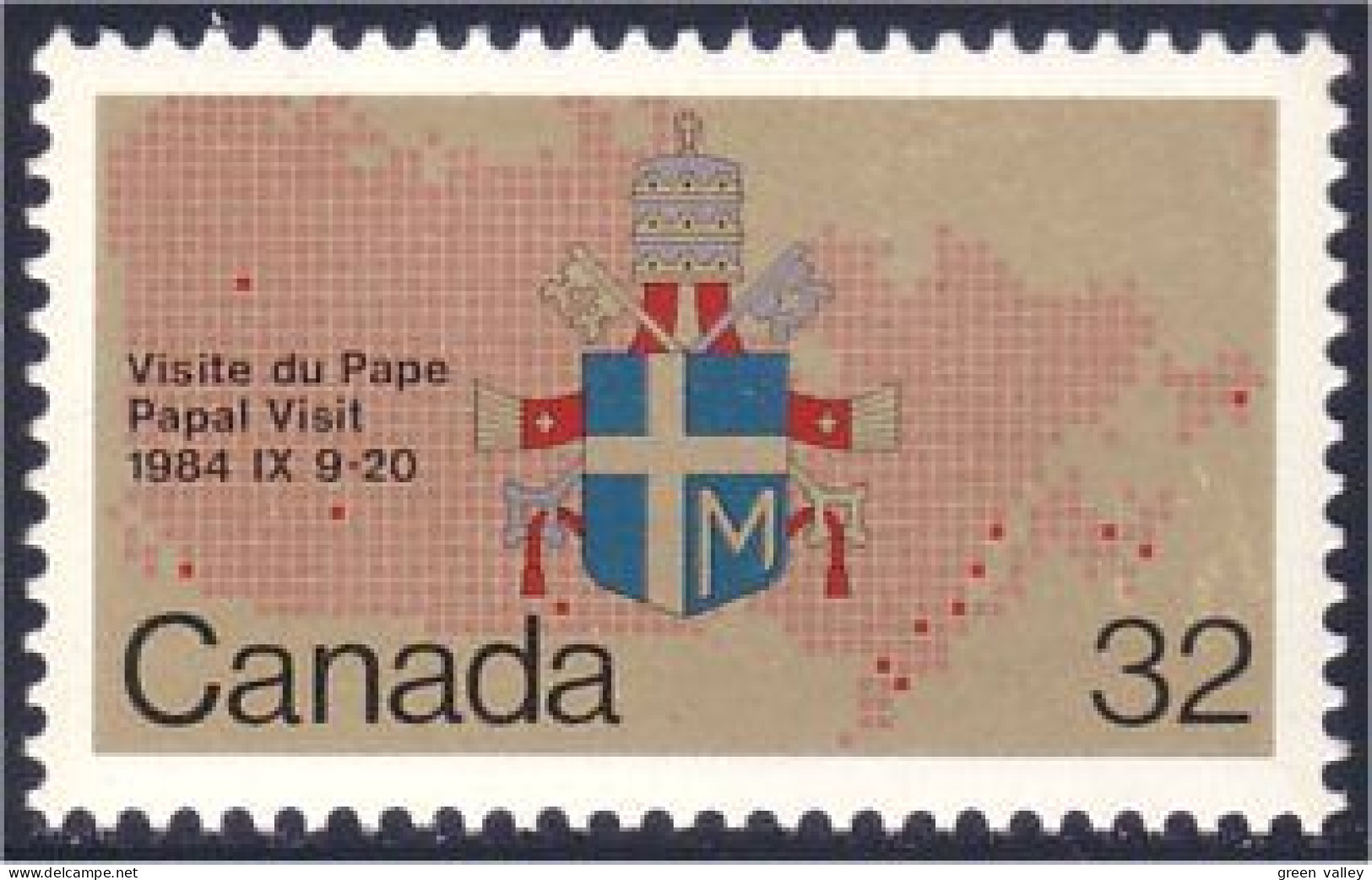 Canada Visite Du Pape Armoiries Coat Of Arms Pope MNH ** Neuf SC (C10-30b) - Pausen