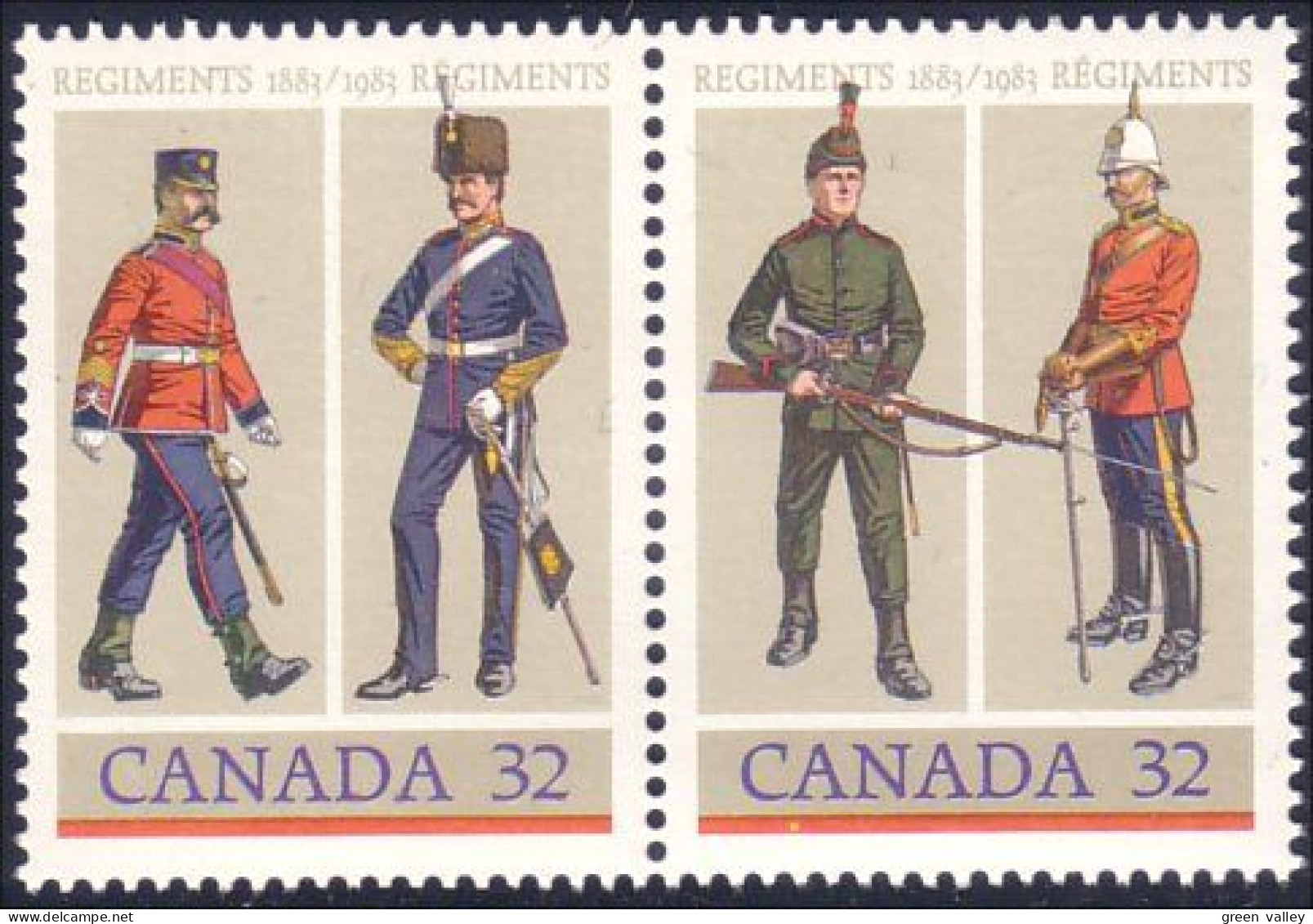 Canada Costumes Militaires Army Regiments Se-tenant MNH ** Neuf SC (C10-08ab) - Costumi