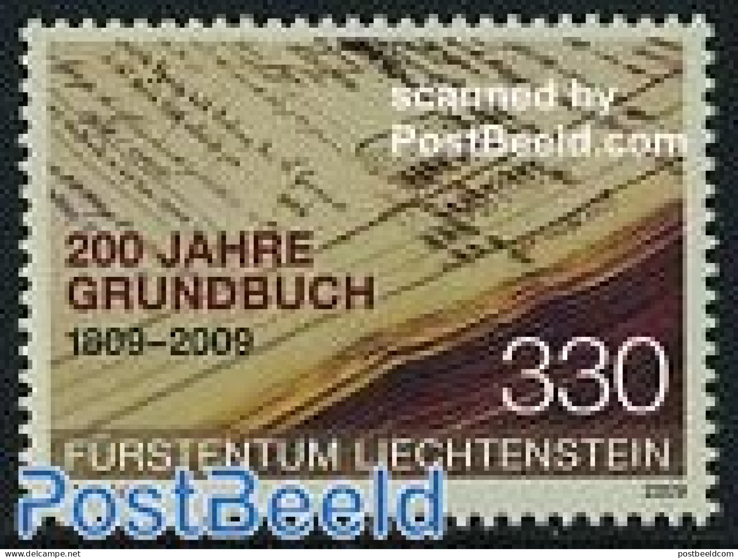 Liechtenstein 2009 200 Years Land Register 1v, Mint NH, History - History - Art - Handwriting And Autographs - Nuevos
