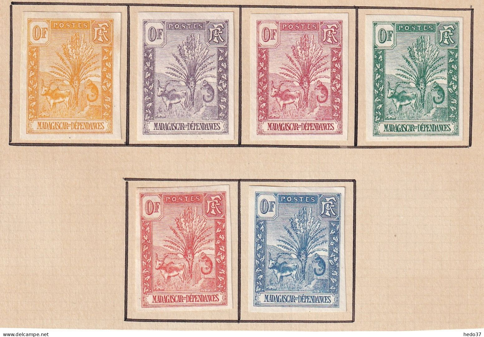 Madagascar N°77A - Essais "0" F - 6 Ex. De Couleurs Différentes - Neuf Sans Gomme - TB - Unused Stamps