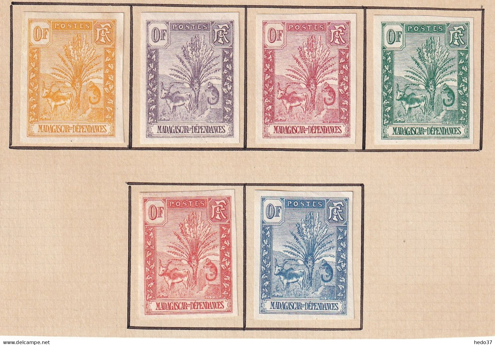 Madagascar N°77A - Essais "0" F - 6 Ex. De Couleurs Différentes - Neuf Sans Gomme - TB - Ungebraucht