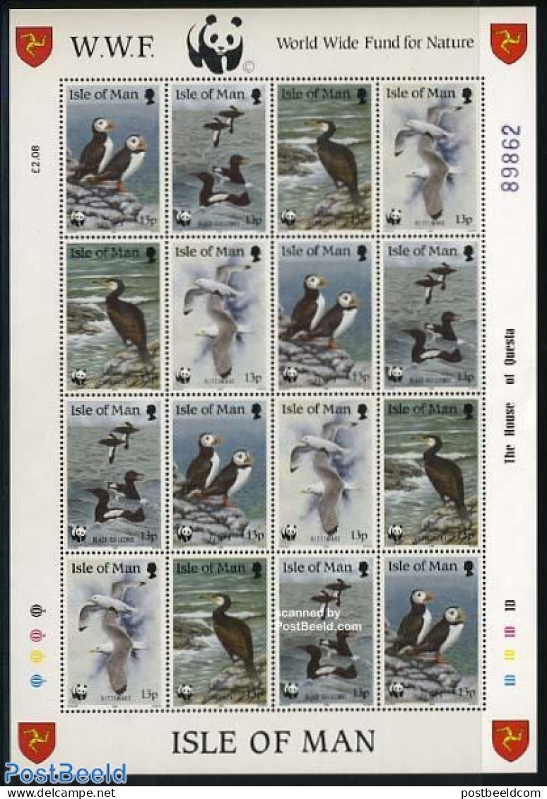 Isle Of Man 1989 WWF, Birds M/s (= 4 Sets), Mint NH, Nature - Birds - World Wildlife Fund (WWF) - Puffins - Man (Insel)