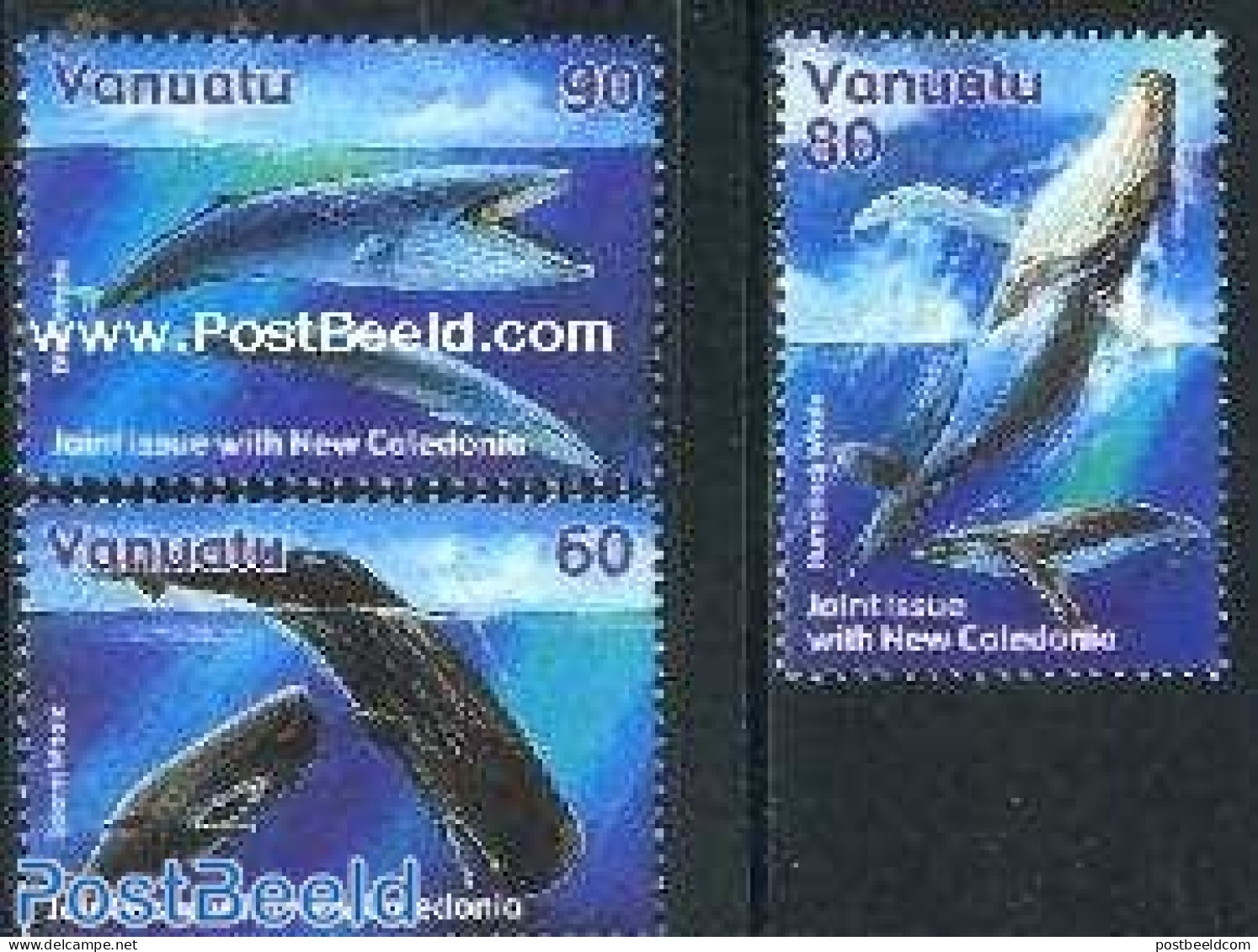 Vanuatu 2001 Whales 3v, Mint NH, Nature - Sea Mammals - Vanuatu (1980-...)