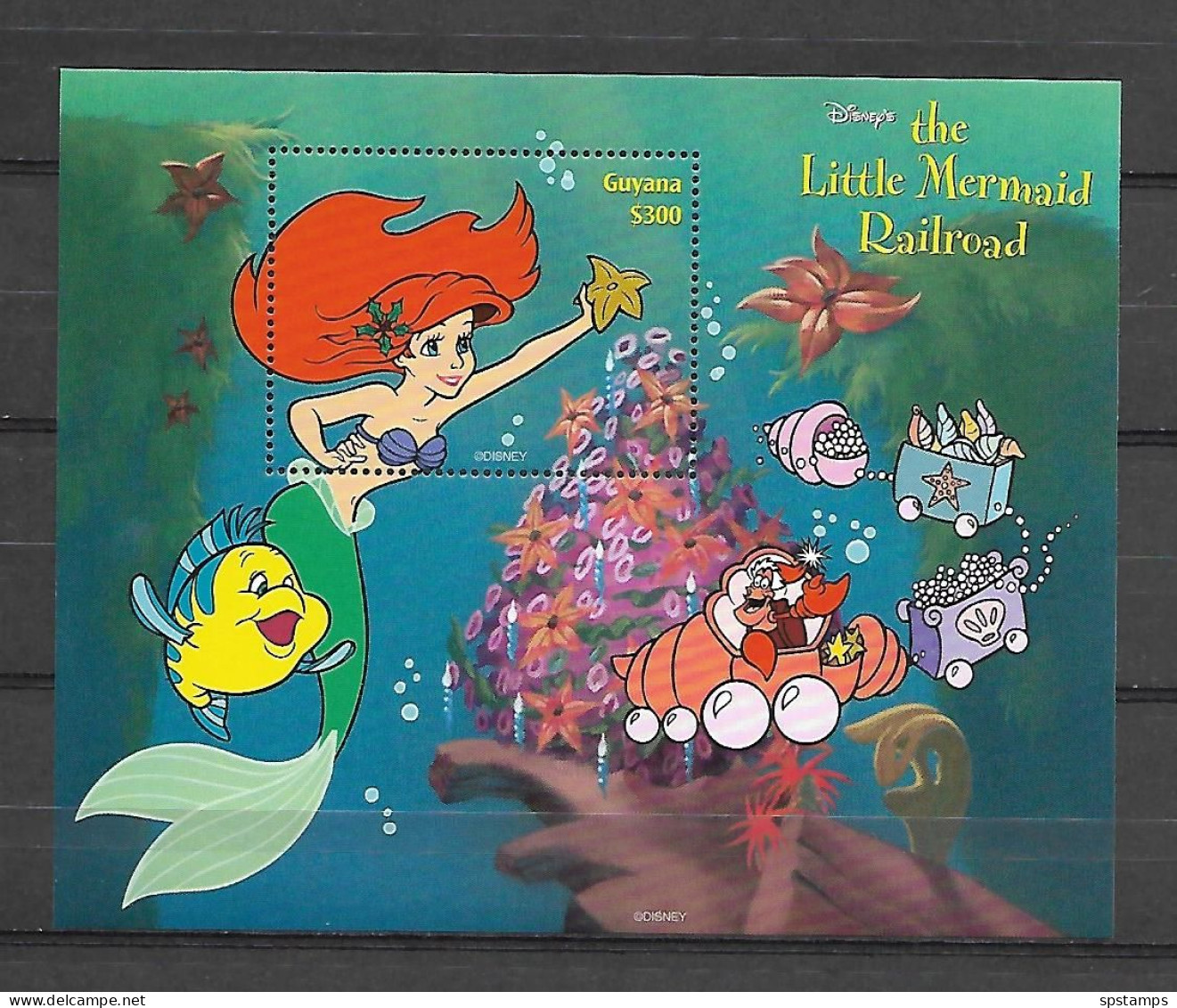 Disney Guyana 1996 The Little Mermaid Railroad MS #1 MNH - Disney