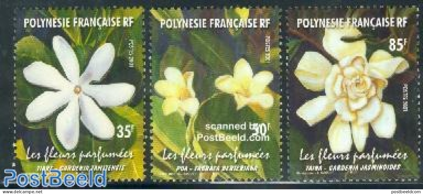 French Polynesia 2001 Flowers 3v, Mint NH, Nature - Flowers & Plants - Ungebraucht