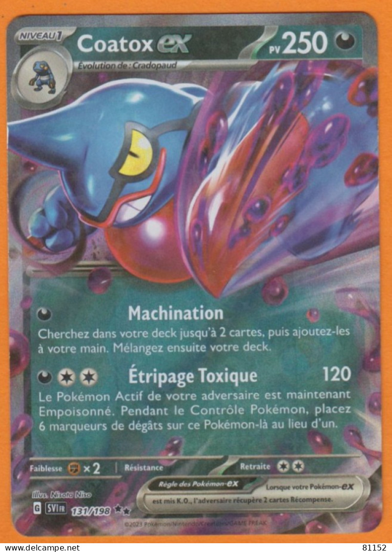 Carte Pokemon Coatox EX Pv250 131/198 Etripage Toxique Année 2023 - Lots & Collections