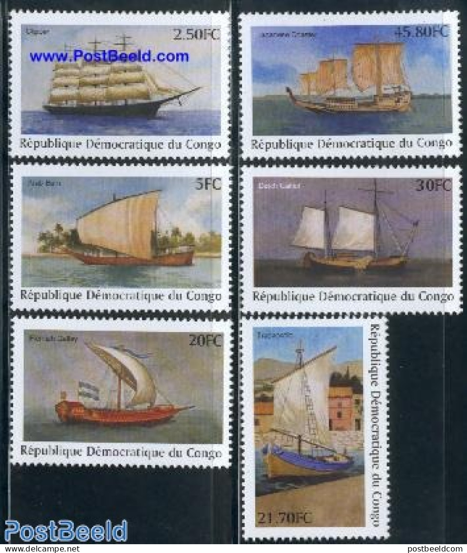Congo Dem. Republic, (zaire) 2001 Antique Ships 6v, Mint NH, Transport - Ships And Boats - Boten