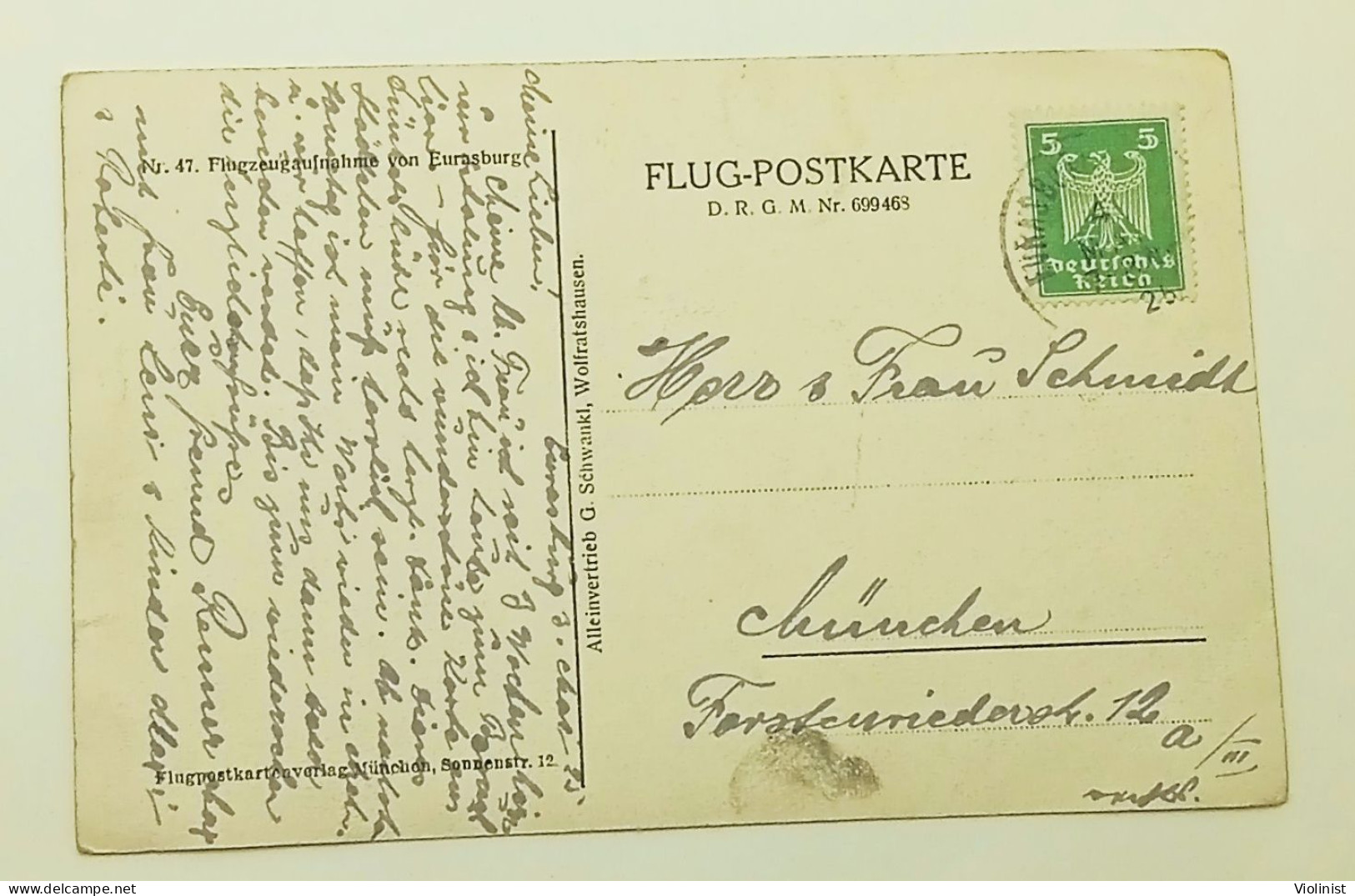 Germany-Flugzeugaufnahme Eurasburg-postcard Sent In 1925. - Bad Tölz