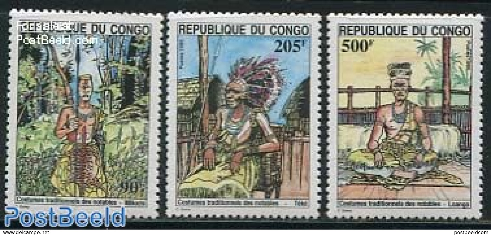 Congo Republic 1995 Costumes 3v, Mint NH, History - Various - Costumes - Costumi