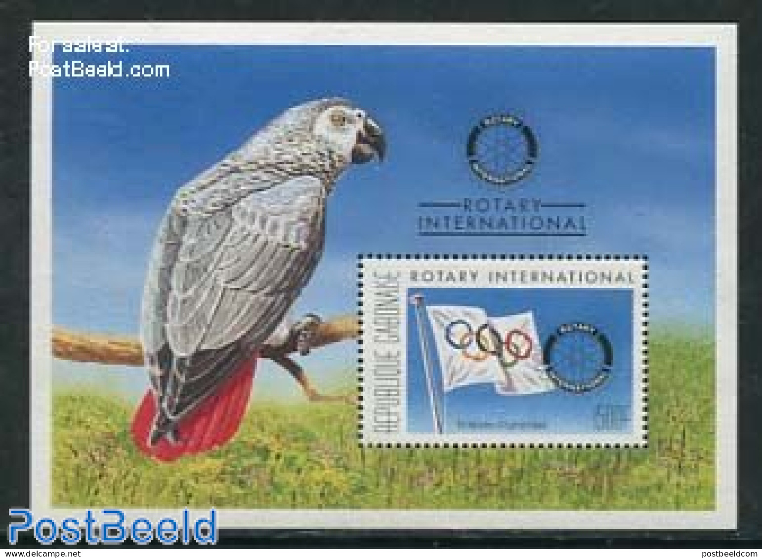 Gabon 1996 Rotary Int. S/s, Mint NH, Nature - Various - Birds - Parrots - Rotary - Ongebruikt