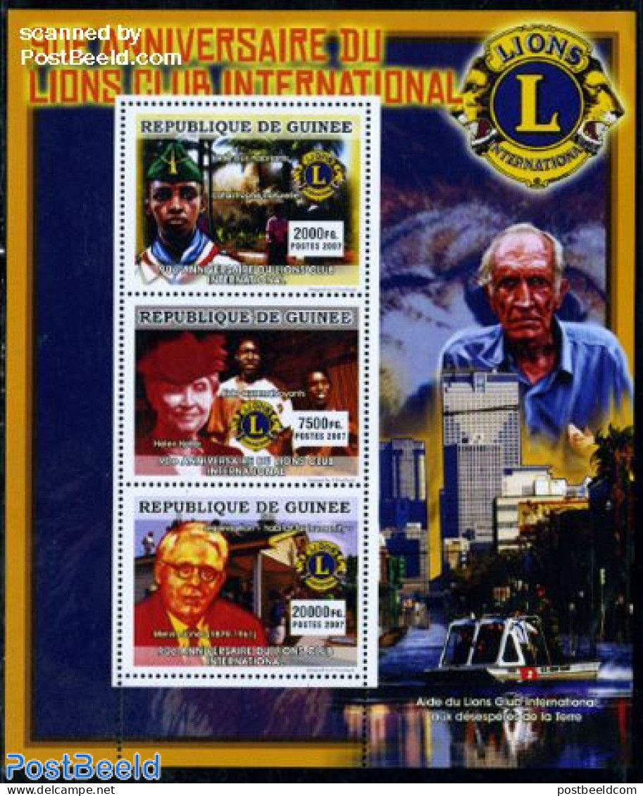 Guinea, Republic 2007 Lions Club 3v M/s, Mint NH, Various - Lions Club - Rotary, Club Leones