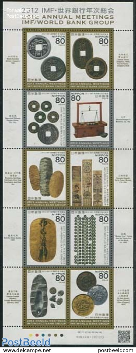 Japan 2012 IMF/World Bank Group 10v M/s, Mint NH, Various - Banking And Insurance - Money On Stamps - Ungebraucht