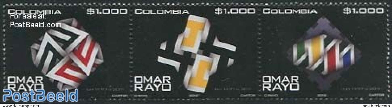 Colombia 2012 Omar Rayo Paintings 3v [::], Mint NH, Art - Modern Art (1850-present) - Paintings - Kolumbien