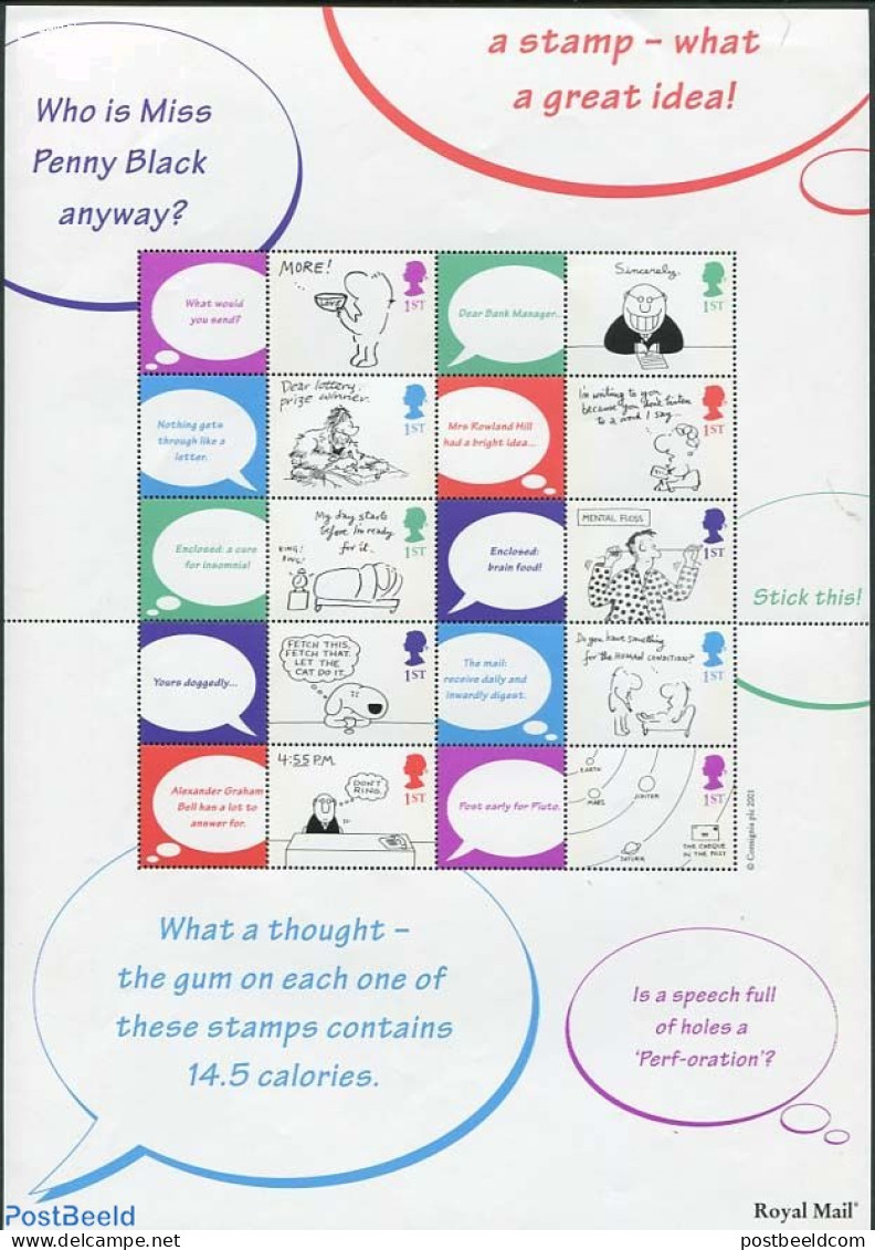 Great Britain 2001 Label Sheet, Cartoons, Mint NH, Art - Comics (except Disney) - Nuevos