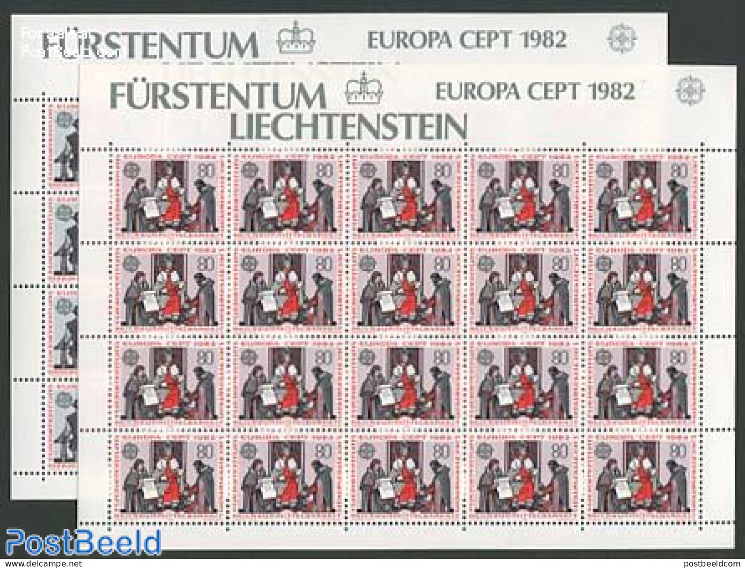 Liechtenstein 1982 Europa 2 M/ss, Mint NH, History - Europa (cept) - History - Unused Stamps