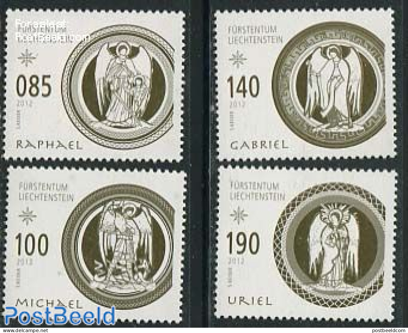 Liechtenstein 2012 Christmas 4v, Mint NH, Religion - Angels - Christmas - Unused Stamps