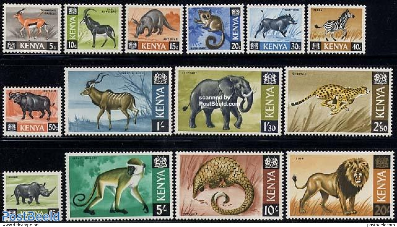 Kenia 1966 Definitives, Animals 14v, Mint NH, Nature - Animals (others & Mixed) - Cat Family - Elephants - Monkeys - R.. - Other & Unclassified