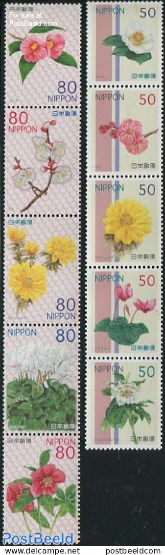 Japan 2012 Flowers 10v (2x [::::]), Mint NH, Nature - Flowers & Plants - Unused Stamps