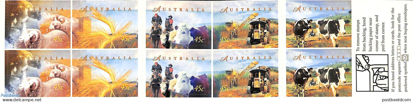 Australia 1998 Agriculture Booklet S-a, Mint NH, Nature - Transport - Various - Cattle - Stamp Booklets - Motorcycles .. - Nuevos