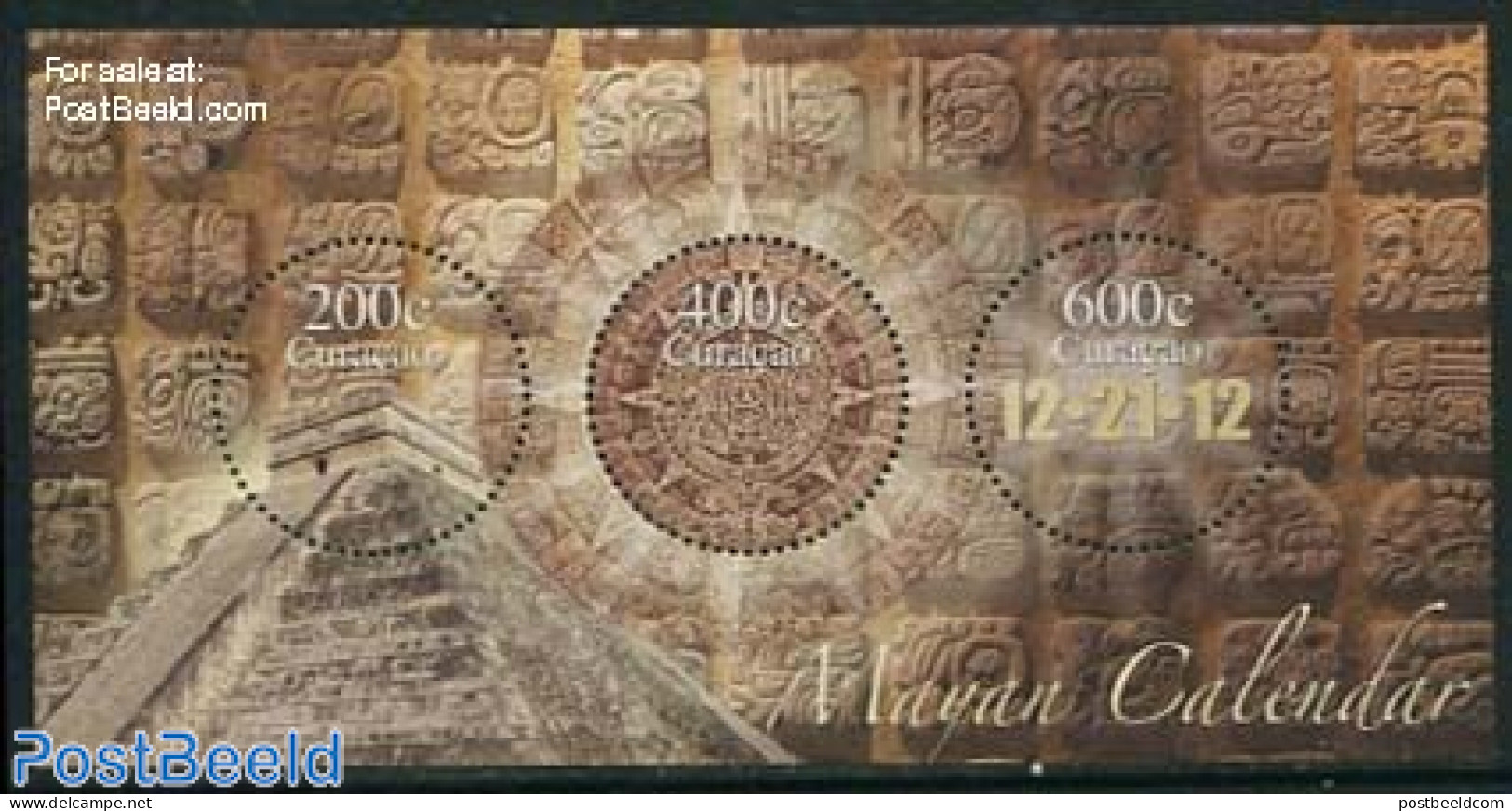 Curaçao 2012 Mayan Calendar S/s, Mint NH, History - Various - Archaeology - Round-shaped Stamps - Archeologie