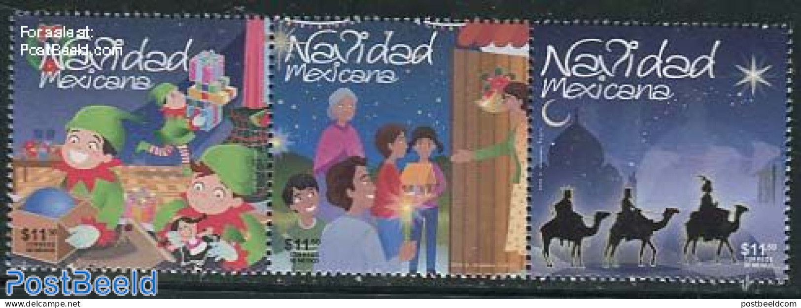 Mexico 2012 Christmas 3v [::], Mint NH, Religion - Christmas - Weihnachten