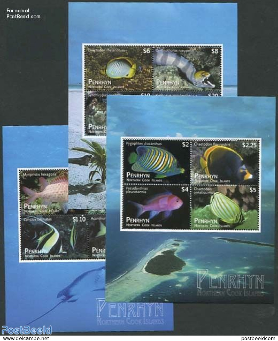 Penrhyn 2012 Definitives, Fish 3 S/s, Mint NH, Nature - Fish - Fische