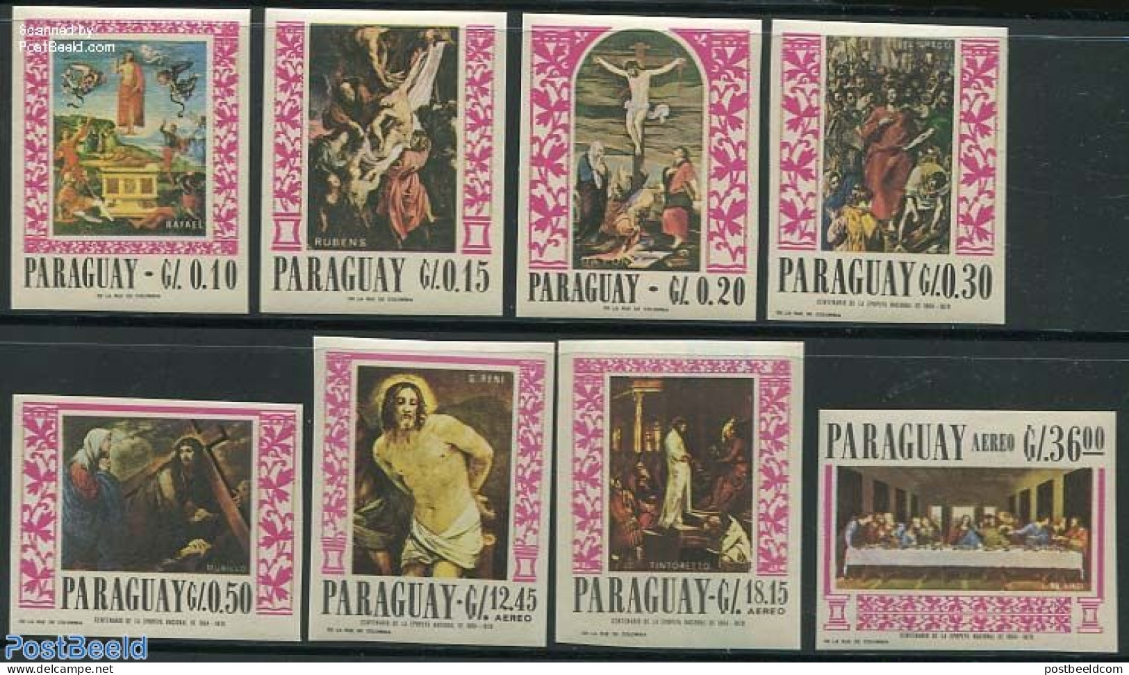 Paraguay 1967 Religious Paintings 8v Imperforated, Mint NH, Art - Leonardo Da Vinci - Paintings - Raphael - Rubens - Paraguay
